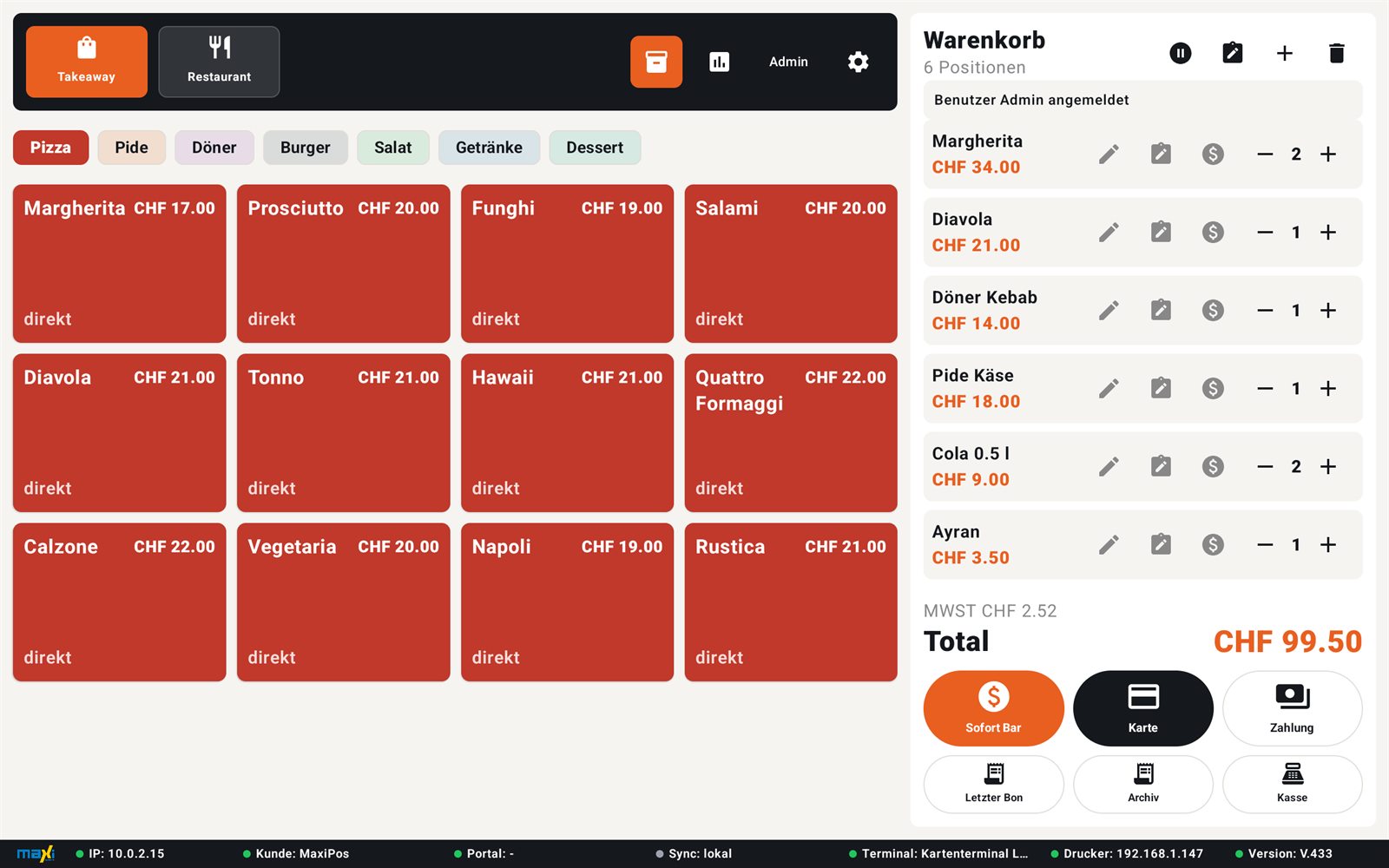 MaxiPos Android sur tablette